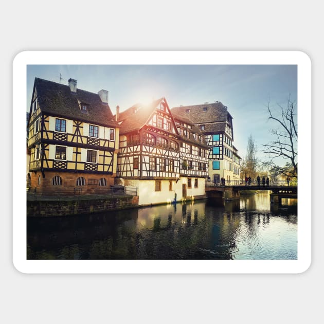 Traditional timbered houses Sticker by psychoshadow